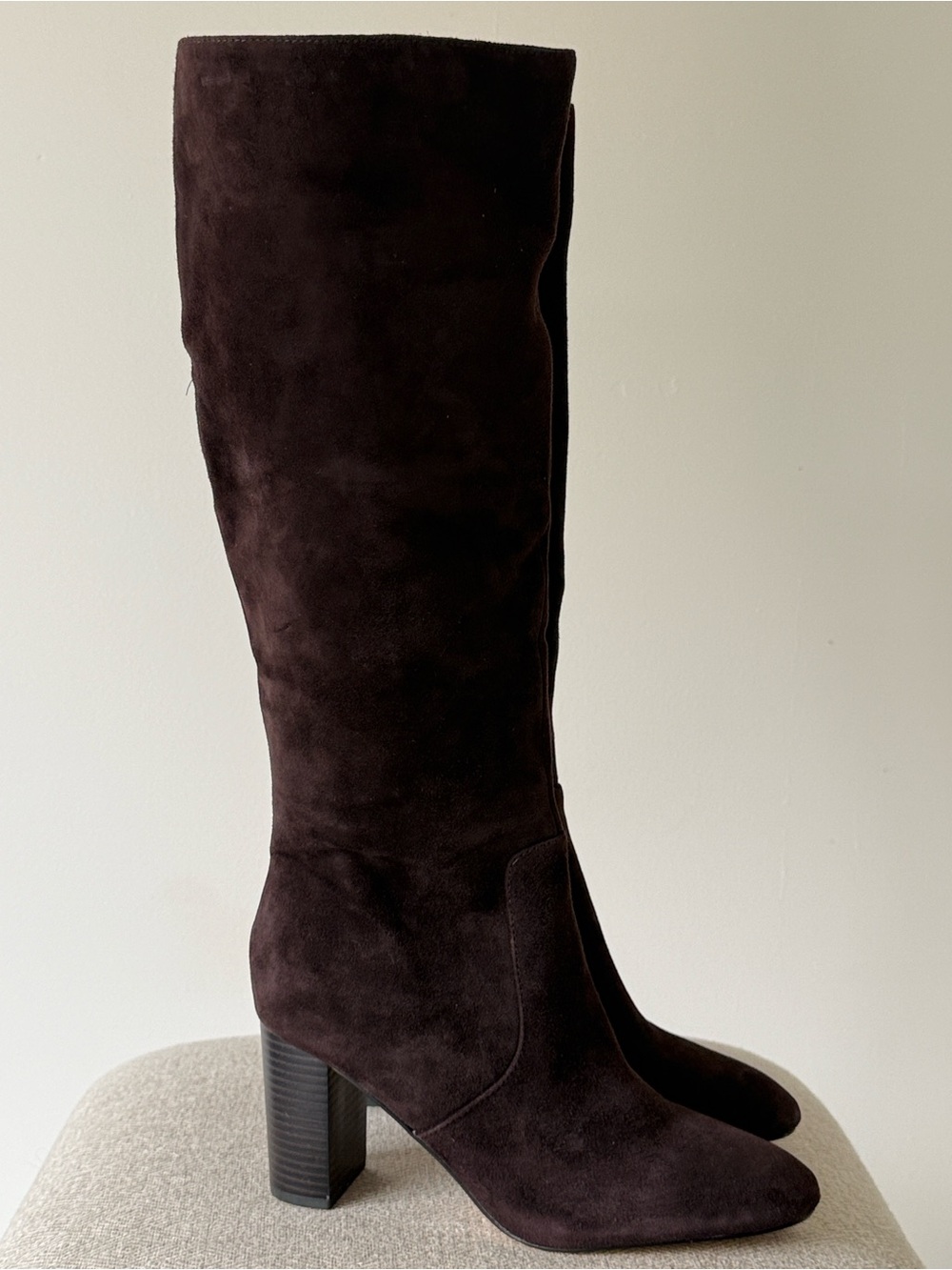 Nine West Knee High Suede Boots in Dark Brown